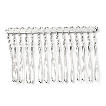 Iron Hair Comb Findings, Platinum, 36~37.5x55~58x3~4.5
mm