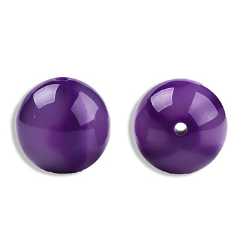Opaque Resin Beads, Round, Purple, 19mm, Hole: 2~2.4mm