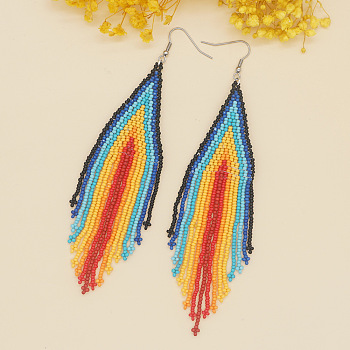 Bohemian Style Handmade Beaded Tassel Earrings for Women