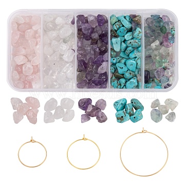 DIY Earrings Making Kits, Including 316 Surgical Stainless Steel Wine Glass Charms Rings, Natural & Synthetic Mixed Gemstone Chip Beads, Mixed Color, Gemstone Chip Beads:  5~8x5~8mm, Hole: 1mm, 75g/set(DIY-FS0001-84)
