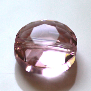 6mm Pink Flat Round Glass Beads