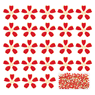 ARRICRAFT 100Pcs 5-Petal Iron Enamel Bead Caps, Flower, Red, 30.5x32x2mm, Hole: 2mm(IFIN-AR0001-24)