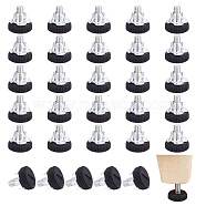 CRASPIRE 30Pcs Plastic & Iron Thread Furniture Levelers, Adjustable Table Chair Screw Feet, for Round Pipe Tube, with 30Pcs Iron T Pronged Nuts, Black, 17~20.5X16~20.5x7.5~19.5mm(FIND-CP0001-17)