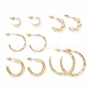 C-shape Stud Earrings, Imitation Pearl Beads Half Hoop Earrings, Alloy Open Hoop Earrings for Women, Golden, 13~35.5x3~7mm, Pin: 0.8mm, 5 pairs/set(EJEW-D277-15G)