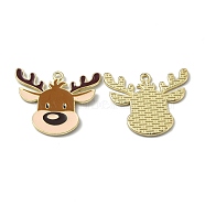 Alloy Enamel Pendants, for Christmas, Elk Christmas Reindeer/Stag, Golden, 24.5x29x1.3mm, Hole: 1.6mm(ENAM-Z001-08G)
