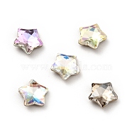 K9 Glass Rhinestone Cabochons, Flat Back & Back Plated, Faceted, Star, Mixed Color, 7x7x3mm(RGLA-F073-B)