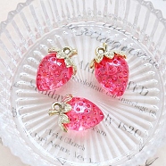 Acrylic Pendants, Strawberry, Cerise, 32x23mm(PW-WG59062-04)