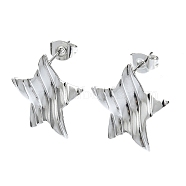 201 Stainless Steel Stud Earrings, with 304 Stainless Steel Pins, Twist Star, Stainless Steel Color, 18x18mm(EJEW-K270-19P)