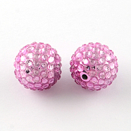 Transparent Resin Rhinestone Graduated Beads, with Acrylic Round Beads Inside, Pearl Pink, 20mm, Hole: 2~2.5mm(RESI-S314-18x20-09)