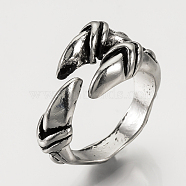 Adjustable Alloy Cuff Finger Rings, Wide Band Rings, Antique Silver, 18.5mm(RJEW-Q159-04)