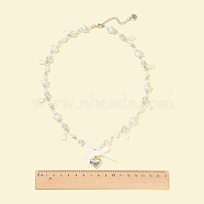 Alloy Heart with Word Pendant Necklace, Plastic Imitation Pearl & Star Acrylic & Teardrop Glass Beaded Chains Exquisite Necklace for Women, Cornflower Blue, 19.53 inch(49.6cm)(NJEW-FZ00004-13)