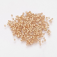 Brass Crimp Beads, Long-Lasting Plated, Rondelle, Light Gold, 2x1.5mm, Hole: 1mm(KK-O102-07G)