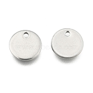 304 Stainless Steel Stamping Blank Tag Flat Round Charms Pendants, Stainless Steel Color, 8x1mm, Hole: 1mm(STAS-Q171-04)