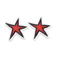 Computerized Embroidery Cloth Iron on/Sew on Patches, Costume Accessories, Appliques, Star, Deep Pink, 33x36x2mm(DIY-E025-F10)