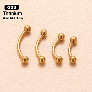 G23 Titanium Eyebrow Curved Barbell Rings, Cartilage Earrings, Golden, 6mm, Pin: 1.2mm, Head: 3mm(WGBAD74-01)