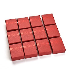 Rectangle Paper Jewelry Boxes Set, with Sponge Inside, Snap Cover with Bowknot Pattern, for Necklaces, Rings and Earrings, Red, 8.95x6.85x3.1cm, 12pcs/set(CON-D008-01F)