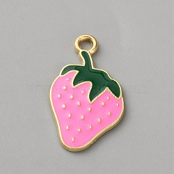 Zinc Alloy Pendants, with Enamel, Light Gold, Strawberry, 24x14x1.3mm, Hole: 2mm(FIND-WH20026-052D)