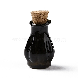 Miniature Glass Bottles, with Cork Stoppers, Empty Wishing Bottles, for Dollhouse Accessories, Jewelry Making, Black, 25x14mm(GLAA-H019-01F)