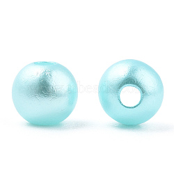 Spray Painted ABS Plastic Imitation Pearl Beads, Round, Cyan, 6x5.5mm, Hole: 1.8mm, about 4540 pcs/500g(OACR-T015-05A-08)