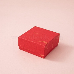 Cardboard Jewelry Boxes, with Sponge Inside, Red, 7.5x7.5x3.5cm(PW-WG333EE-01)