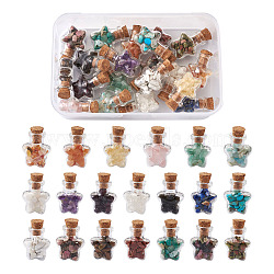 Cheriswelry DIY Star Wishing Bottle Making Kits, with Glass Bottles and Natural & Synthetic Gemstones Chip Beads and Cork Stopper, Bottle: 25x20x12mm, Hole: 6mm, 20pcs/set(DIY-CW0001-03)