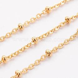 Ion Plating(IP) 304 Stainless Steel Cable Chains, Satellite Chains, Soldered, with Spool, Rondelle Beads, Golden, 2mm, about 32.8 Feet(10m)/roll(CHS-H007-20G)