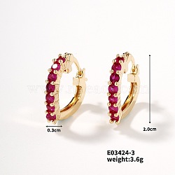 Heart-shaped Diamond Inlaid Hoop Earrings, Simple European and American Style, Golden, Red, 20x3mm(XW0736-5)