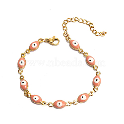 Evil Eye Stainless Steel Enamel Link Chain Bracelet, Pink, no size(RG3833-3)