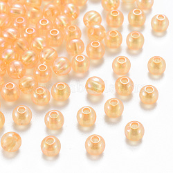 Transparent Acrylic Beads, AB Color Plated, Round, Gold, 6x5mm, Hole: 1.8mm, about 4400pcs/500g(MACR-S370-B6mm-719)
