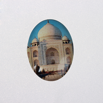 The White House Photo Glass Oval Cabochons, European Style, Colorful, 25x18x6mm