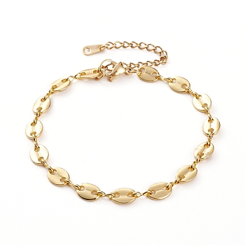 Brass Coffee Bean Chain Bracelets, with 304 Stainless Steel Lobster Claw Clasps, Golden, 7-1/2 inch(19cm)