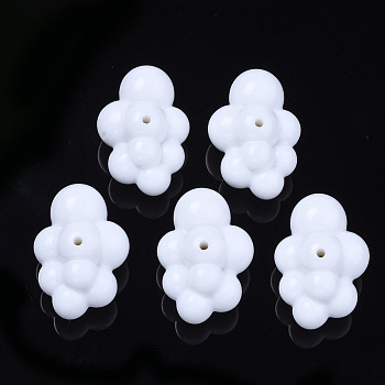 Opaque Acrylic Beads, 3D Cloud Shapes, White, 33x23x17mm, Hole: 2mm, about 80pcs/500g