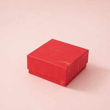 Cardboard Jewelry Boxes, with Sponge Inside, Red, 7.5x7.5x3.5cm