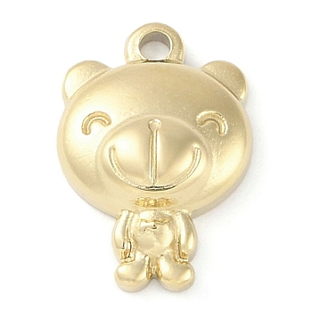 Ion Plating(IP) 304 Stainless Steel Pendants, Manual Polishing, Bear Charm, Real 18K Gold Plated, 15x10.5x4mm, Hole: 1.6mm