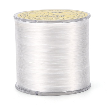 Flat Japanese Crystal Elastic Stretch Thread, for Bracelets Gemstone Jewelry Making Beading Craft, White, 0.5mm, about 328 yards(300m)/roll