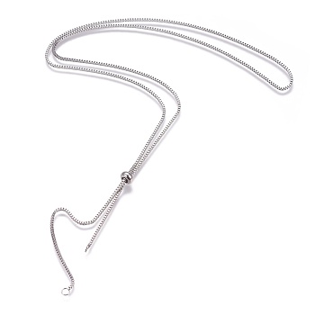 Stainless Steel Slider Necklace Making, with Box Chains, Stainless Steel Color, 24.02 inch(61cm)