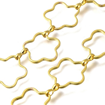 Rack Plating Brass Link Chains, Cadmium Free & Lead Free, Long-Lasting Plated, Flower, Unwelded, Golden, 16x16.5x1mm