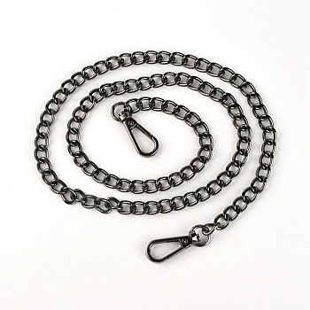 Iron Curb Chain Bag Strap, with Swivel Clasps, Bag Replacement Accessories, Gunmetal, 80.2x0.8x0.3cm