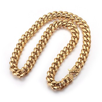 201 Stainless Steel Curb Chain Necklaces, Golden, 24.09 inch(61.2cm), 14mm