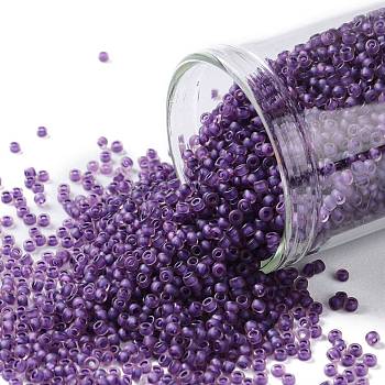 TOHO Round Seed Beads, Japanese Seed Beads, (928FM) Purple Lined Amethyst Matte, 15/0, 1.5mm, Hole: 0.7mm, about 15000pcs/50g