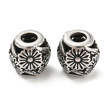 316 Surgical Stainless Steel  Beads, Flower, Antique Silver, 9.5x10mm, Hole: 4mm