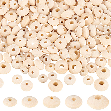 Beige Rondelle Wood Beads