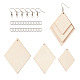 Yilisi DIY Rhombus Shape Natural Wood Pendants Earring Making Kits(DIY-YS0001-14)-1