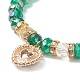 Bracelet extensible en perles de verre avec breloque cœur en alliage strass pour femme(BJEW-JB09142)-6