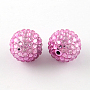 Transparent Resin Rhinestone Graduated Beads, with UV Plating Acrylic Round Beads Inside, Pearl Pink, 20mm, Hole: 2~2.5mm