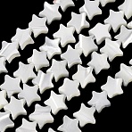 Natural Trochid Shell/Trochus Shell Beads Strands, Star, White, 6x7x2.5~3mm, Hole: 0.8mm, about 31~32pcs/strand, 6.85''~7.09''(17.4~18cm)(SH-CBA2978-17A)
