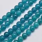 Natural & Dyed Malaysia Jade Bead Strands, Round, Teal, 8mm, Hole: 1.0mm, about 50pcs/strand, 15 inch(X-G-A146-8mm-A24)