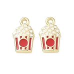 Alloy Enamel Pendants, Popcorn Charms, Long-Lasting Plated, Golden, 17x10x2mm, Hole: 1.8mm(FIND-D044-14G)