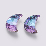 K9 Glass Rhinestone Pendants, Imitation Austrian Crystal, Faceted, Moon, Violet, 30x19.5~20x8~9mm, Hole: 1.6mm(GLAA-K034-G02)