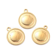 Ion Plating(IP) 316 Surgical Stainless Steel Pendants, Manual Polishing, Flat Round with Shell Shapes, Golden, 18x15x2mm, Hole: 1.5mm(STAS-L265-22G)